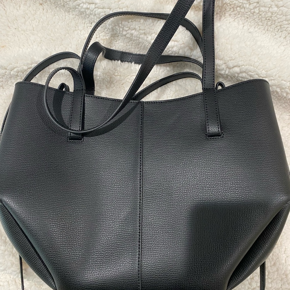 Polene Cyme Mini Bag - black textured leather
